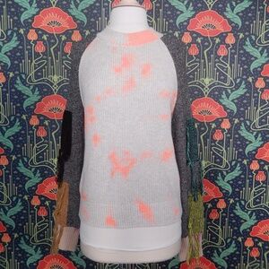 Lisa Todd Tie Dye Patch Fringe Raglan Sleeve Cotton Sweater S